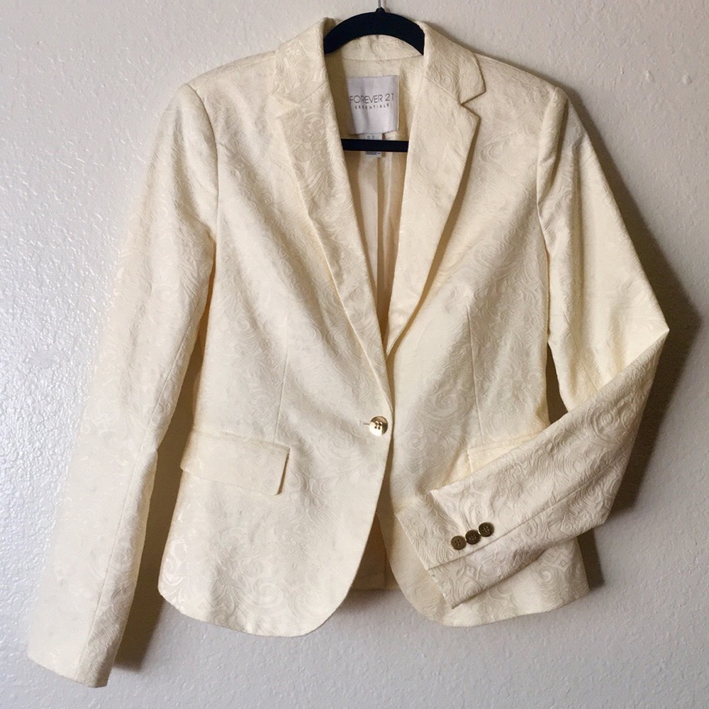 Beige/cream blazer with print